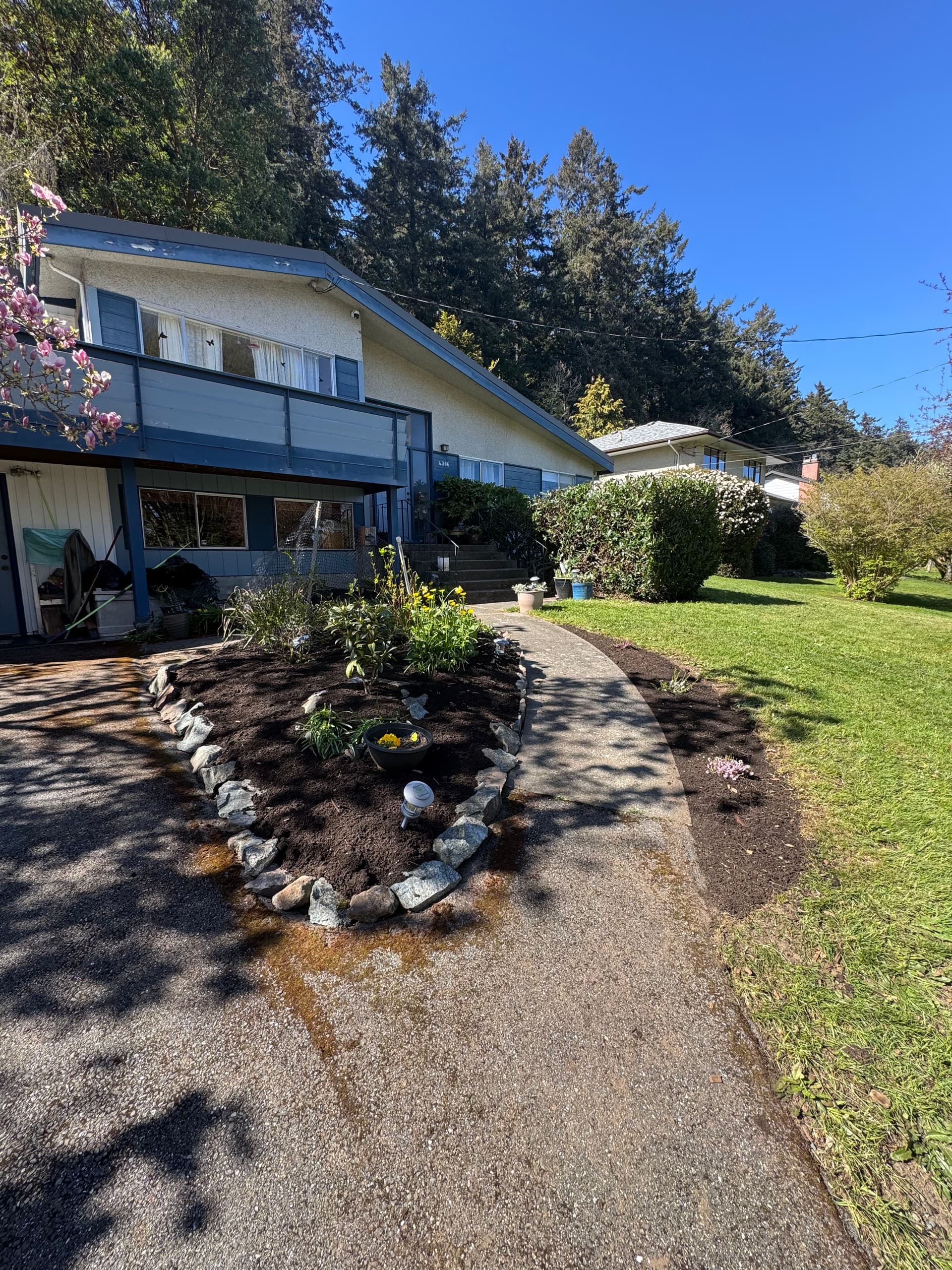 Fresh Mulch and Rock Border Cleanup for a Welcoming Front Garden image