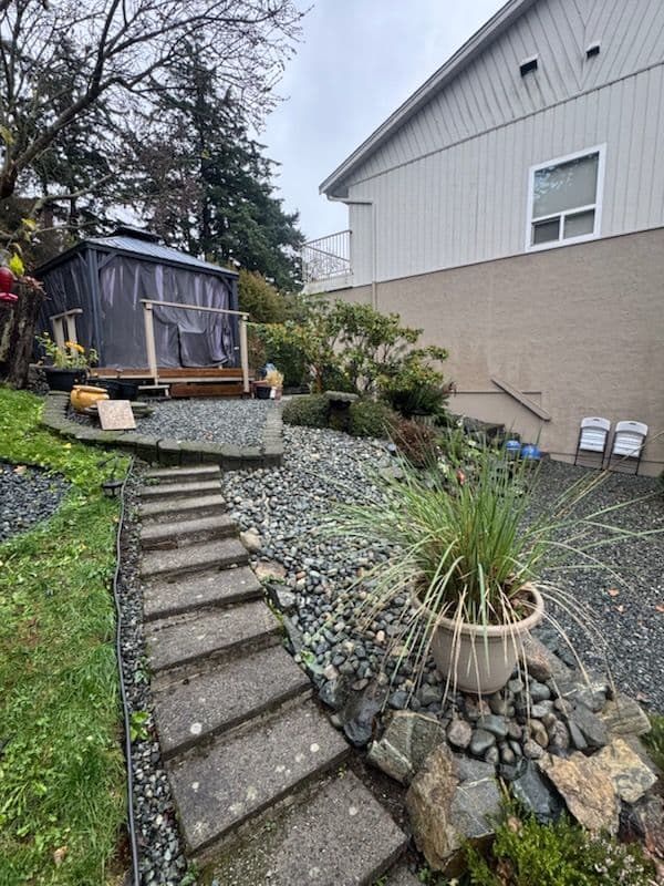 Backyard River Rock Installation for a Cozy Gazebo Retreat