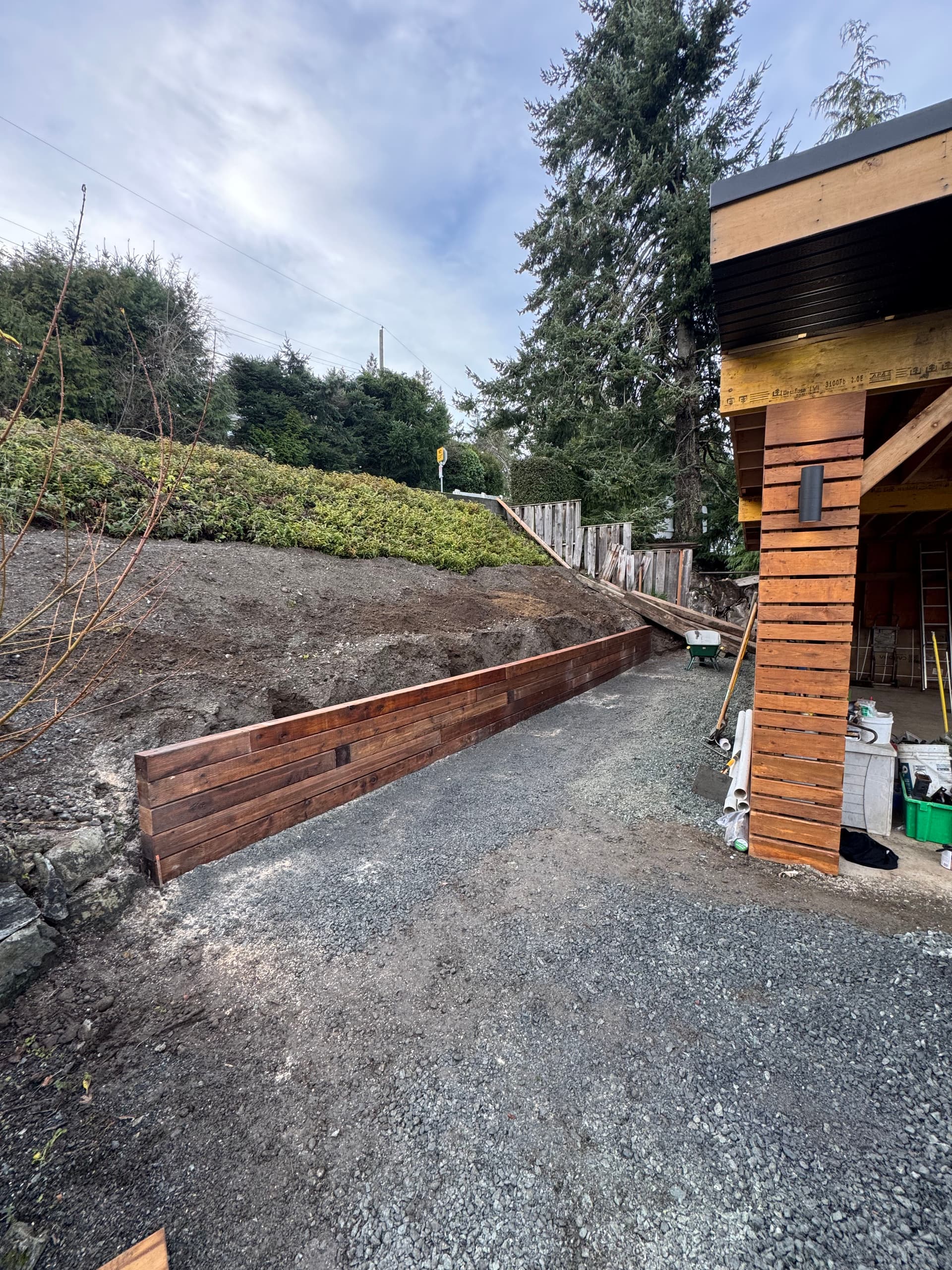 Gallery photos for Backyard Overhaul with Retaining Walls and Mulch: Image #1